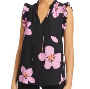 Kate Spade Black and Pink Floral Blouse